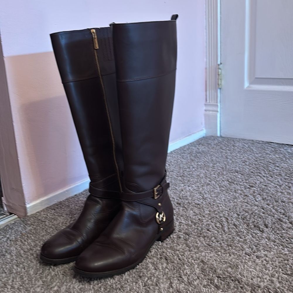 Michael Kors Brown Over the Knee Boots with Suede Texture